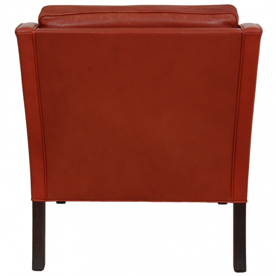 Børge Mogensen 2207 lounge chair in red leather with patina