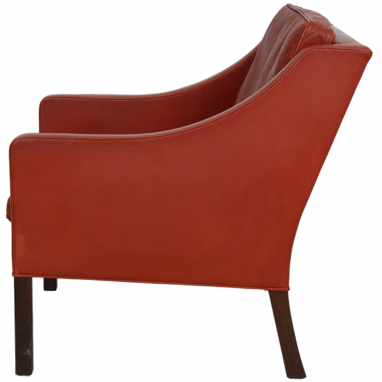 Børge Mogensen 2207 lounge chair in red leather with patina