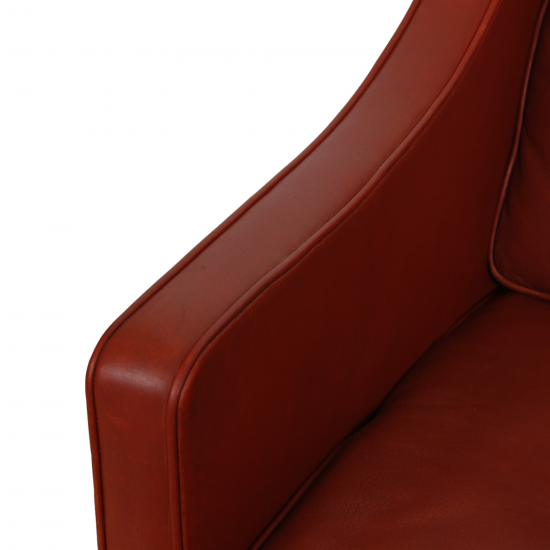 Børge Mogensen 2207 lounge chair in red leather with patina