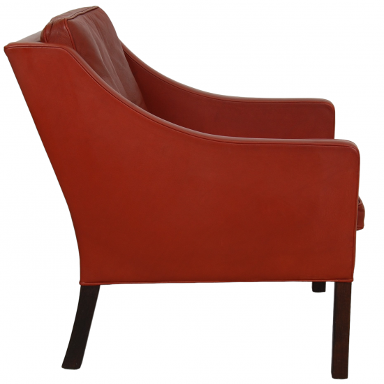 Børge Mogensen 2207 lounge chair in red leather with patina