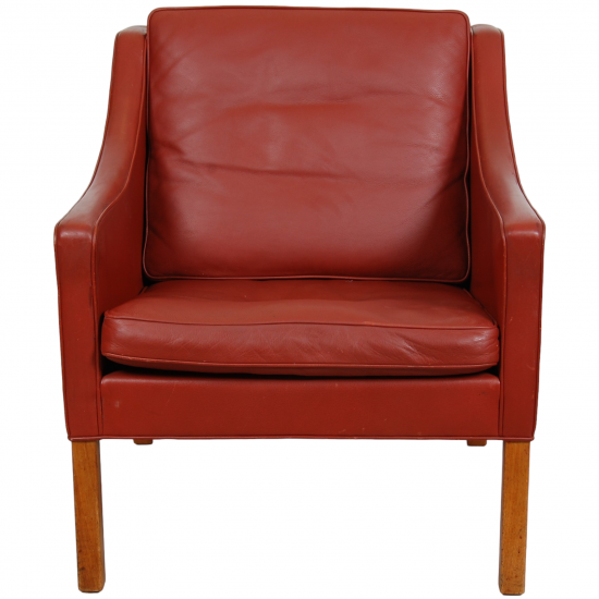 Børge Mogensen 2207 lounge chair in red leather with patina