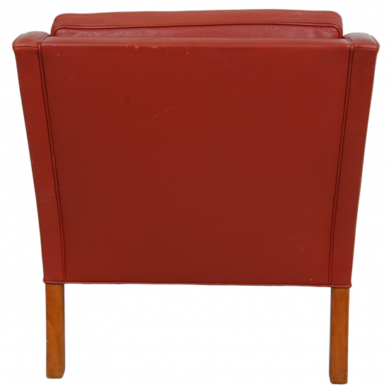 Børge Mogensen 2207 lounge chair in red leather with patina