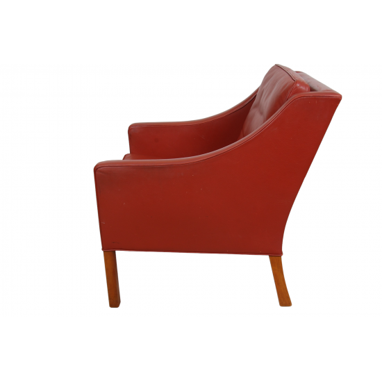 Børge Mogensen 2207 lounge chair in red leather with patina