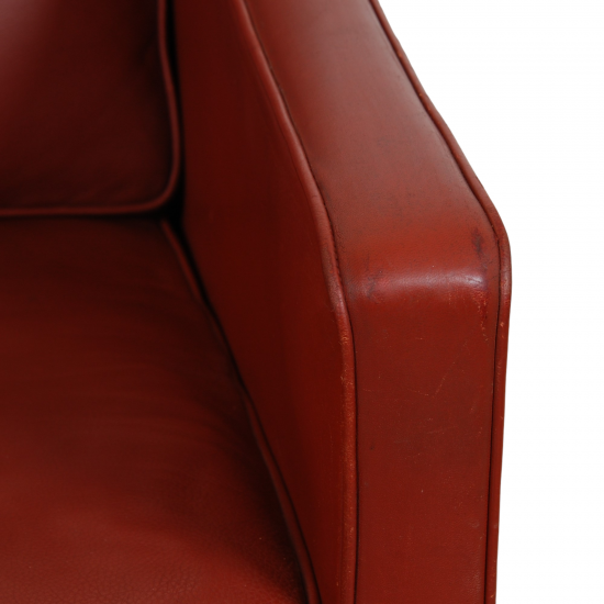 Børge Mogensen 2207 lounge chair in red leather with patina