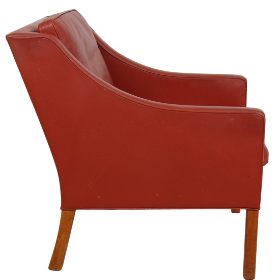 Børge Mogensen 2207 lounge chair in red leather with patina