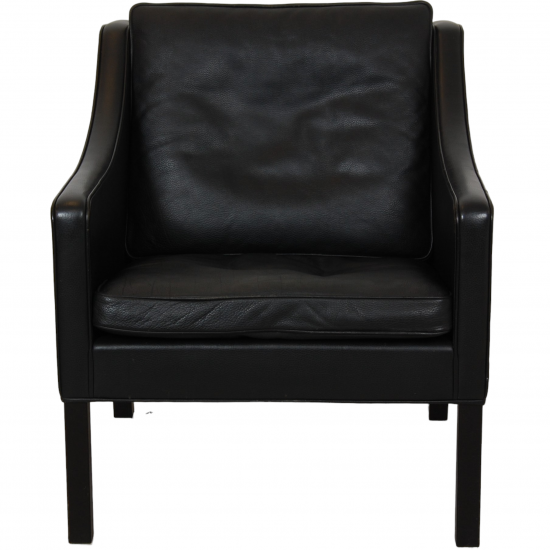 Børge Mogensen 2207 lounge chair in black leather with patina