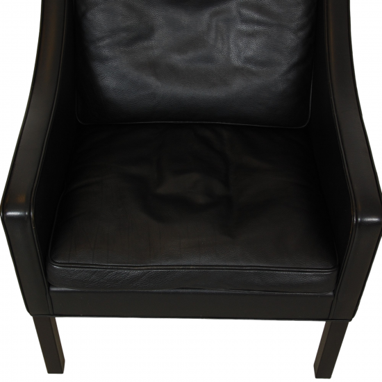 Børge Mogensen 2207 lænestol i sort læder med sorte ben