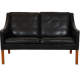 Børge Mogensen 2208 2.seater sofa in patinated black leather