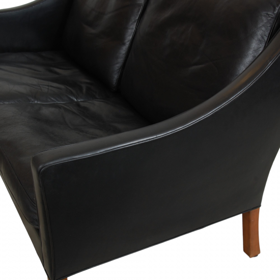 Børge Mogensen 2208 2.seater sofa in patinated black leather