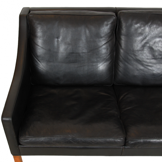 Børge Mogensen 2208 2.seater sofa in patinated black leather