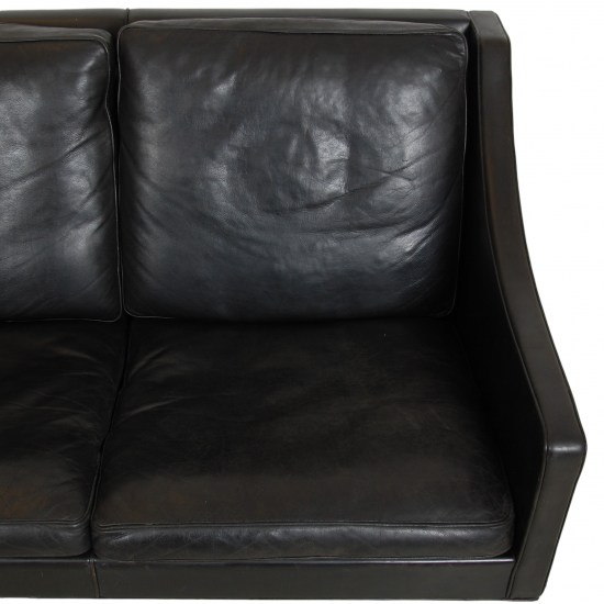 Børge Mogensen 2208 2.seater sofa in patinated black leather