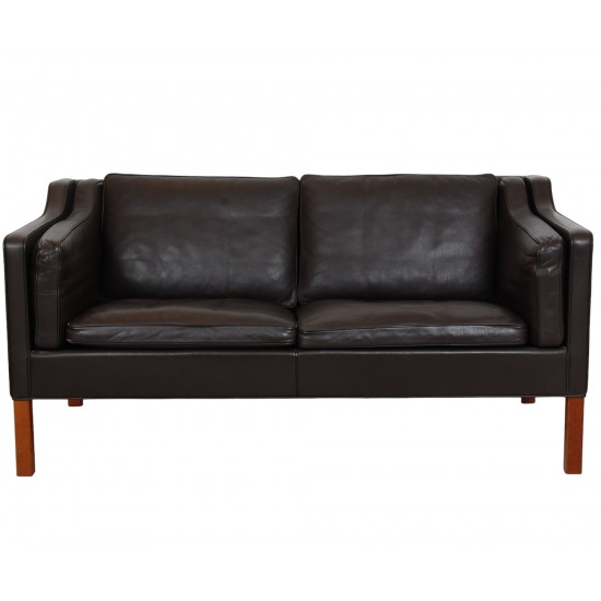 Børge Mogensen 2212 2.seater sofa in dark brown leather