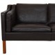 Børge Mogensen 2212 2.seater sofa in dark brown leather