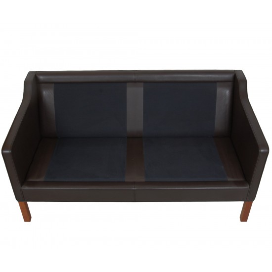 Børge Mogensen 2212 2.seater sofa in dark brown leather