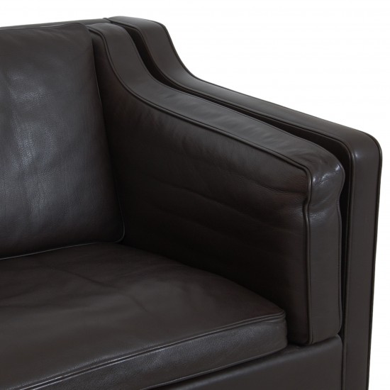 Børge Mogensen 2212 2.seater sofa in dark brown leather