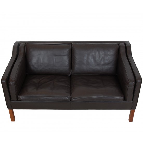 Børge Mogensen 2212 2.seater sofa in dark brown leather