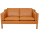 Børge Mogensen 2212 2.seater sofa reupholstered in whisky-colored Nevada leather