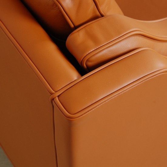 Børge Mogensen 2212 2.seater sofa reupholstered in whisky-colored Nevada leather