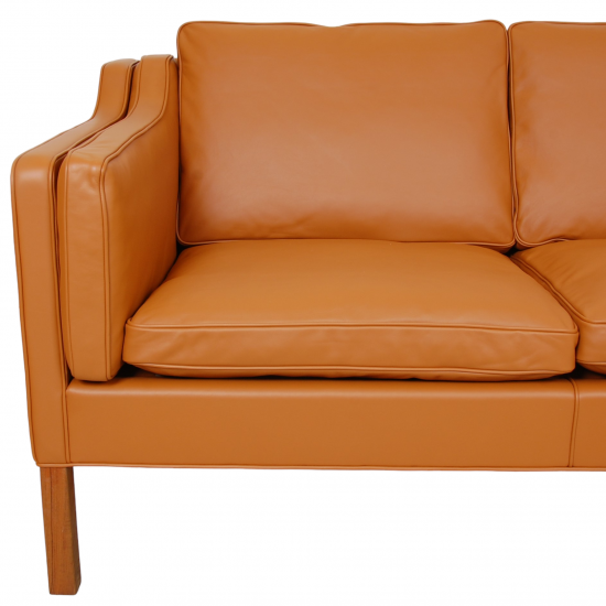 Børge Mogensen 2212 2.pers sofa nybetrukket i Whisky farvet Nevada læder