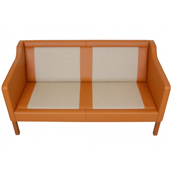 Børge Mogensen 2212 2.seater sofa reupholstered in whisky-colored Nevada leather