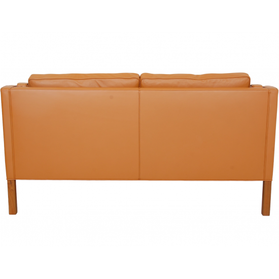 Børge Mogensen 2212 2.seater sofa reupholstered in whisky-colored Nevada leather