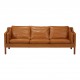Børge Mogensen 3pers sofa, model 2213, newly upholstered with cognac aniline leather