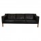 Børge Mogensen 3 seater sofa 2213 in patinated black leather