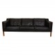 Børge Mogensen 3 seater sofa 2213 in patinated black leather