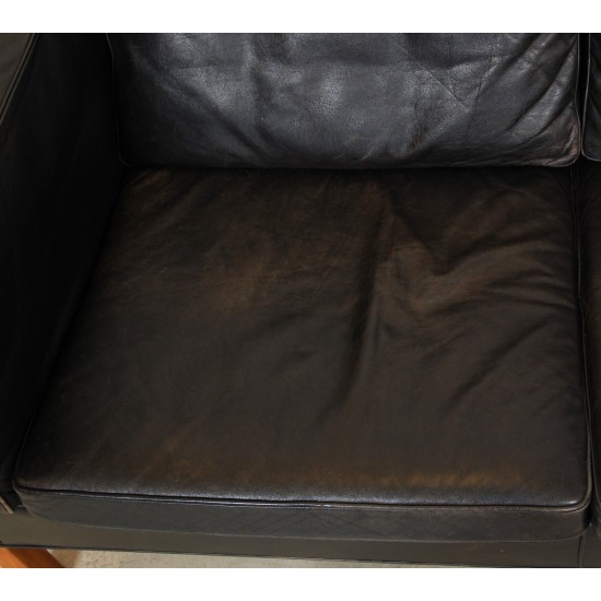 Børge Mogensen 3 seater sofa 2213 in patinated black leather