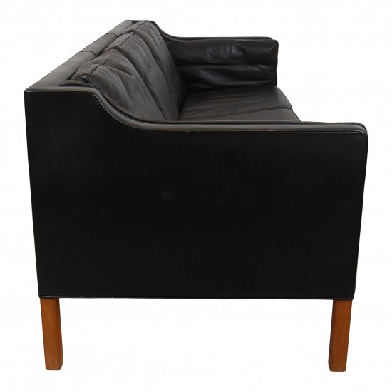 Børge Mogensen 3 seater sofa 2213 in patinated black leather