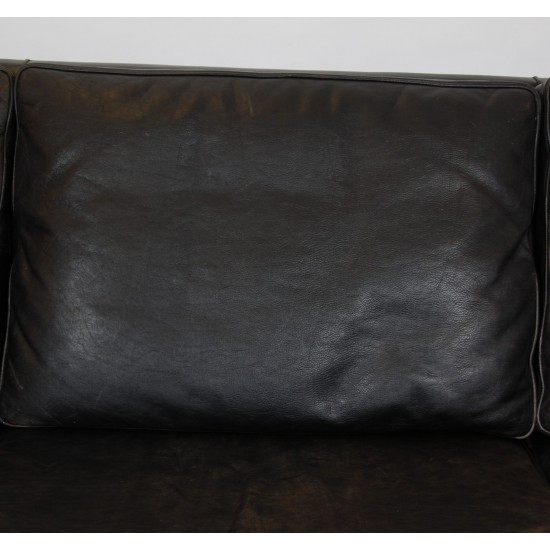 Børge Mogensen 3 seater sofa 2213 in patinated black leather