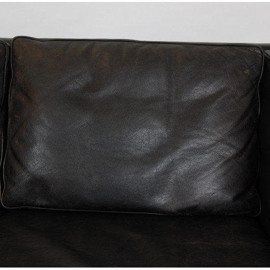 Børge Mogensen 3 seater sofa 2213 in patinated black leather