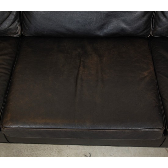 Børge Mogensen 3 seater sofa 2213 in patinated black leather