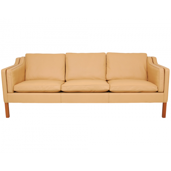 Børge Mogensen 2213 3.seater sofa reupholstered in nature-colored Nevada leather