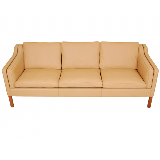 Børge Mogensen 2213 3.seater sofa reupholstered in nature-colored Nevada leather