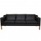 Børge Mogensen 2213, 3.seater sofa reupholstered in black nevada aniline leather