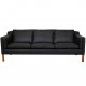 Børge Mogensen 2213, 3.seater sofa reupholstered in black nevada aniline leather