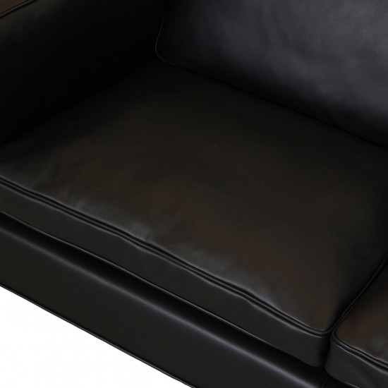 Børge Mogensen 2213, 3.seater sofa reupholstered in black nevada aniline leather