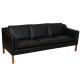 Børge Mogensen 2213 3.pers sofa nybetrukket i sort nevada anilin læder