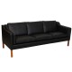 Børge Mogensen 2213, 3.seater sofa reupholstered in black nevada aniline leather