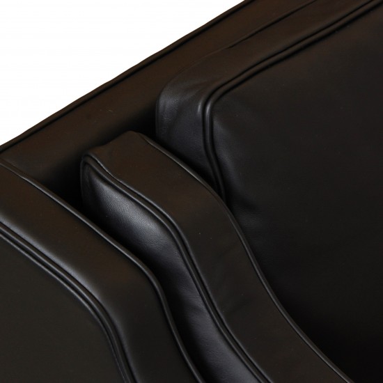 Børge Mogensen 2213, 3.seater sofa reupholstered in black nevada aniline leather