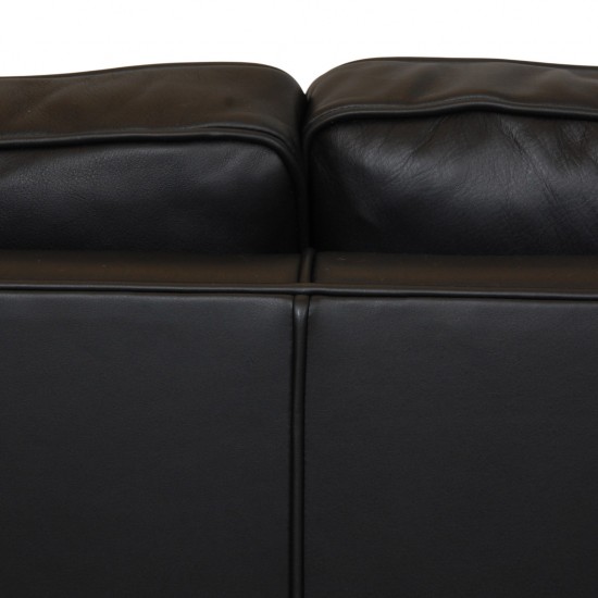 Børge Mogensen 2213, 3.seater sofa reupholstered in black nevada aniline leather