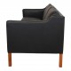 Børge Mogensen 2213, 3.seater sofa reupholstered in black nevada aniline leather