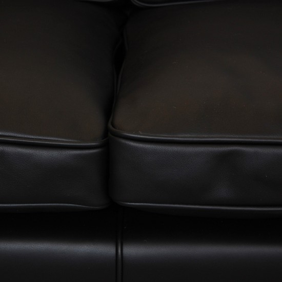 Børge Mogensen 2213, 3.seater sofa reupholstered in black nevada aniline leather