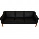 Børge Mogensen 2213, 3.seater sofa reupholstered in black nevada aniline leather