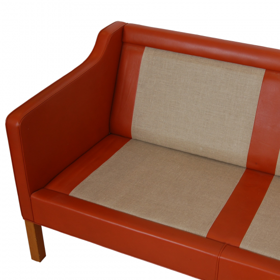 Børge Mogensen 2213 3.pers sofa in cognac leather with patina