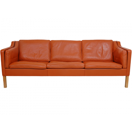 Børge Mogensen 2213 3.pers sofa in cognac leather with patina