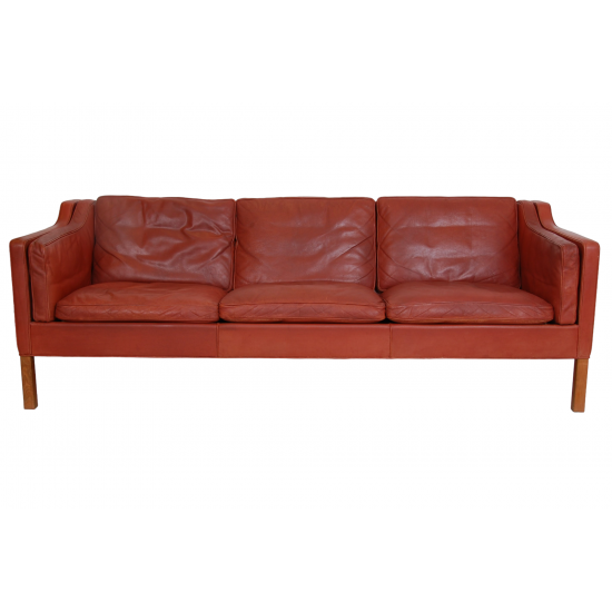 Børge Mogensen 2213 3.pers sofa in red leather with patina