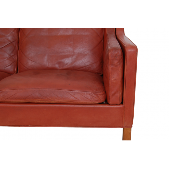 Børge Mogensen 2213 3.pers sofa in red leather with patina