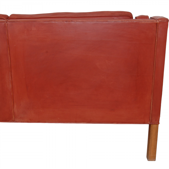 Børge Mogensen 2213 3.pers sofa in red leather with patina